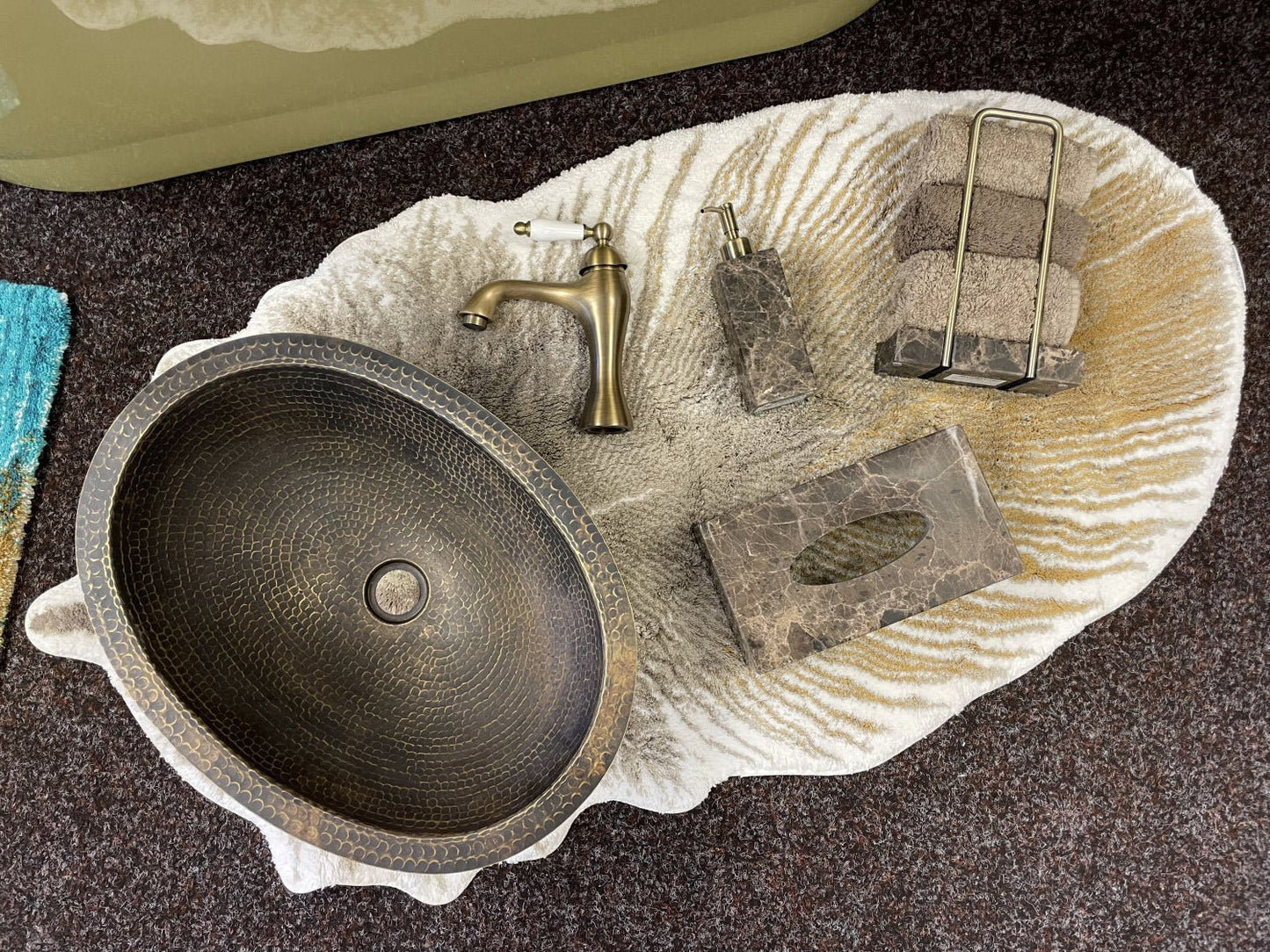 Drop in Oval Bathroom Hand Hammered Copper Bathroom Sink in ANTIQUE BRASS - |VESIMI Design| Luxury and Rustic bathrooms online