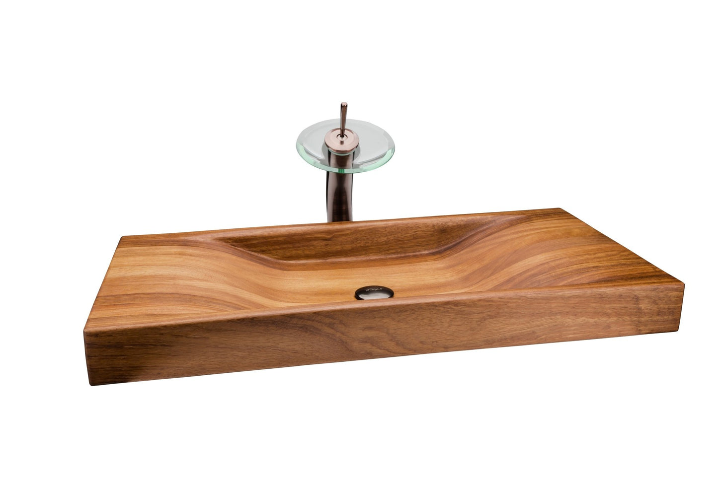 Elegant Design Wooden Basin with Waterfall® ORB Faucet - |VESIMI Design|
