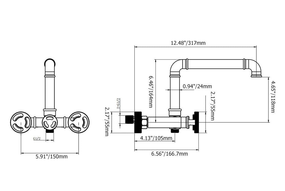 Industrial Black Matte Finish Simple Bathtub Faucet - |VESIMI Design| Luxury and Rustic bathrooms online