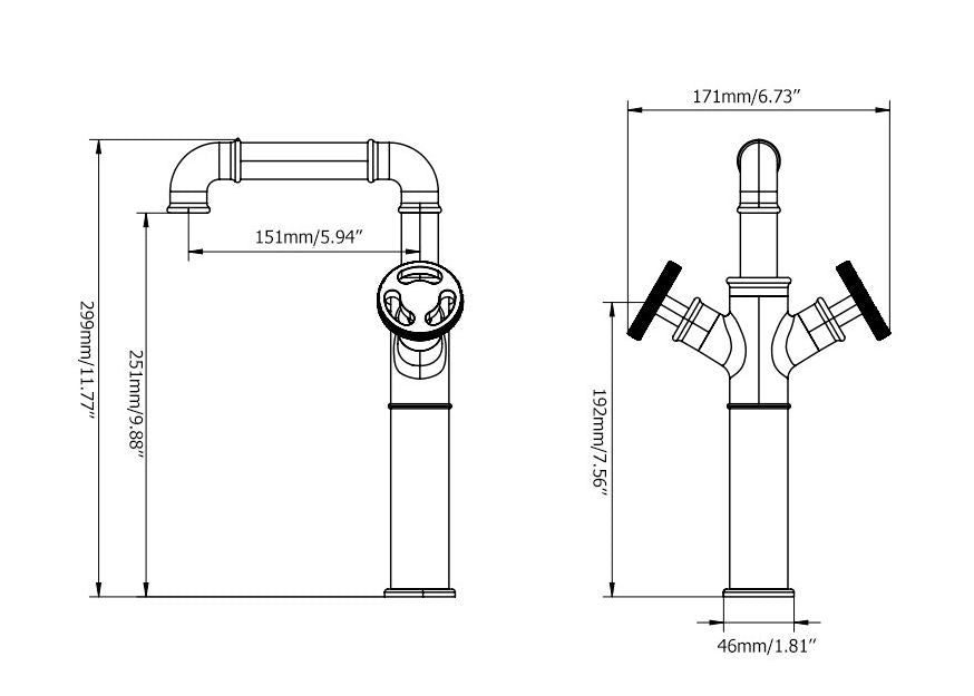 Industrial Nickel Wheel Handles Vessel Sink Faucet - |VESIMI Design| Luxury and Rustic bathrooms online
