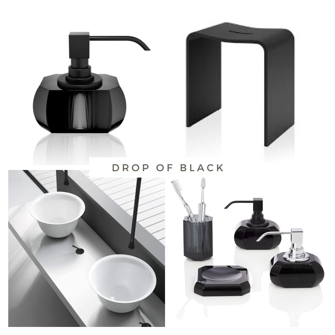 Luxury Black Matt Crystal Glass Liquid Soap Dispenser | Anthracite - |VESIMI Design| Luxury Bathrooms & Deco
