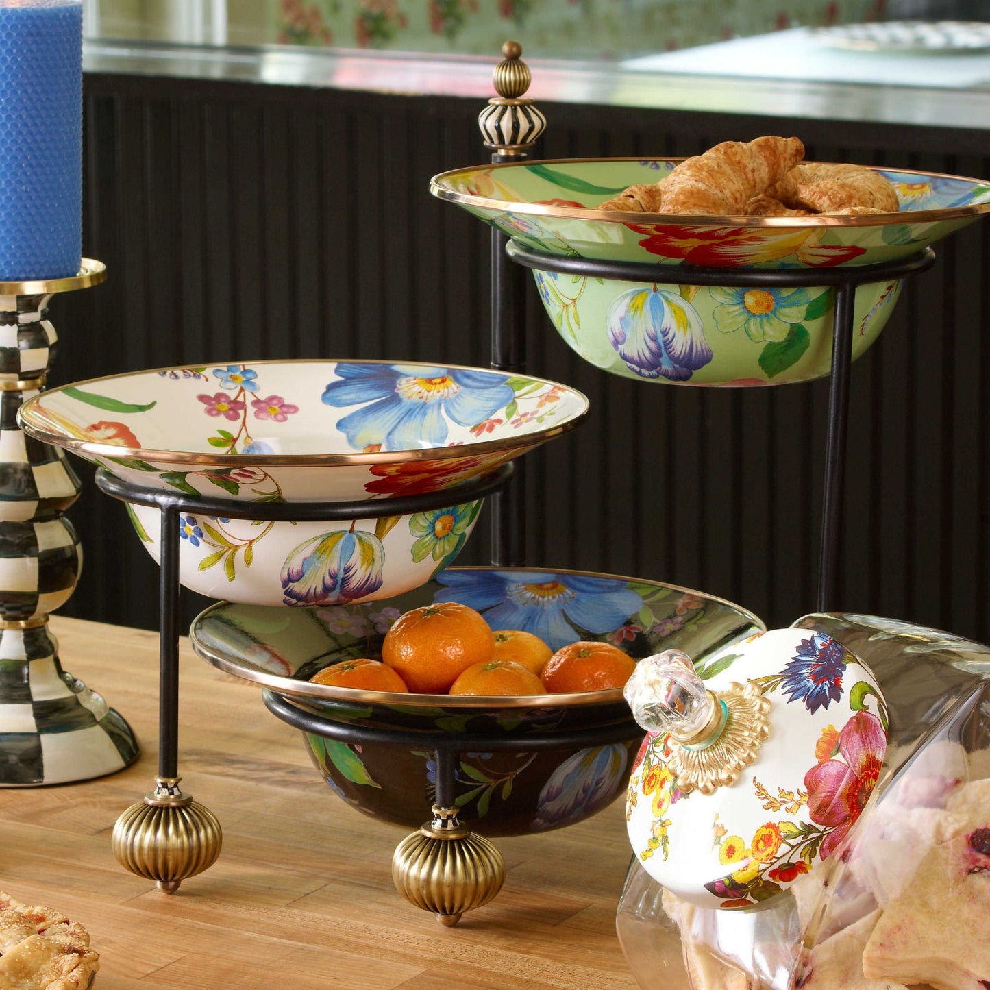 Luxury Flower Market Black SERVING BOWL - 30.48cm - |VESIMI Design| Luxury and Rustic bathrooms online