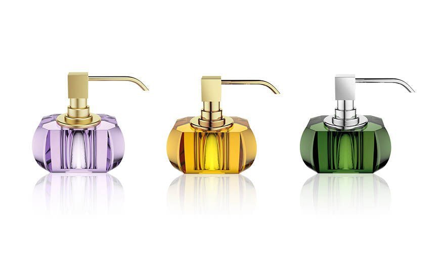 Luxury Glass Liquid Soap Dispenser in Chrome | Crystal Clear - |VESIMI Design|