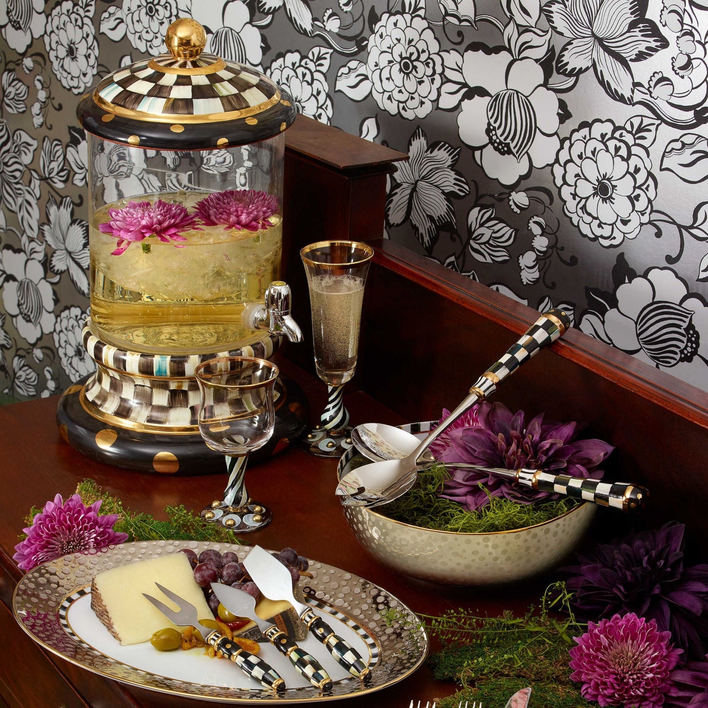 Luxury SoHo Serving Bowl by Mackenzie-Childs - Platinum - |VESIMI Design| Luxury and Rustic bathrooms online