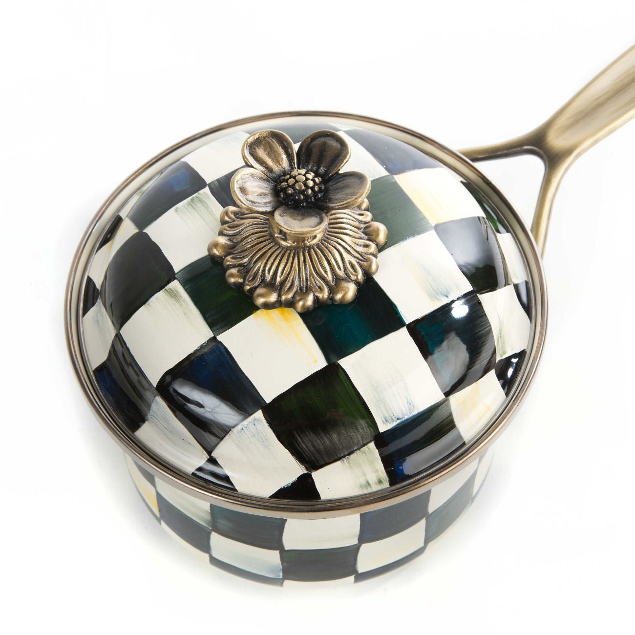 Mackenzie-Childs Courtly Check Enamel 1 Qt. Saucepan - |VESIMI Design|