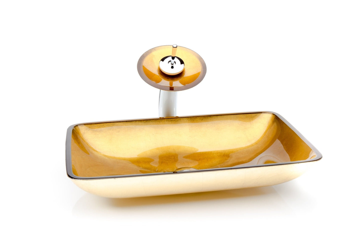 Orange Gold Rectangle Waterfall® Bathroom Sink Set - |VESIMI Design|