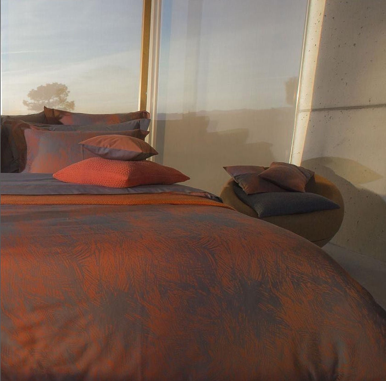 PLUME Luxury Egyptian Cotton Bed Linen in Orange or Blue color - |VESIMI Design|