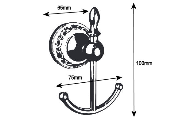 Rustic Style Bathroom Accessories Double Towel Hook Lavande Chrome - |VESIMI Design| Luxury and Rustic bathrooms online