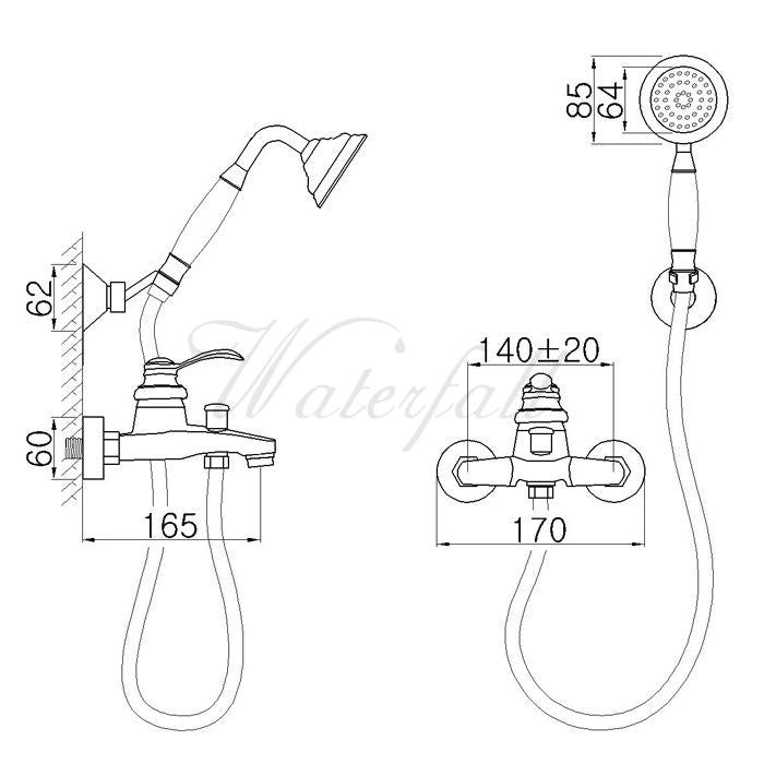 Unlacquered Antique Brass Bathtub Faucet in Provence Style - |VESIMI Design| Luxury and Rustic bathrooms online