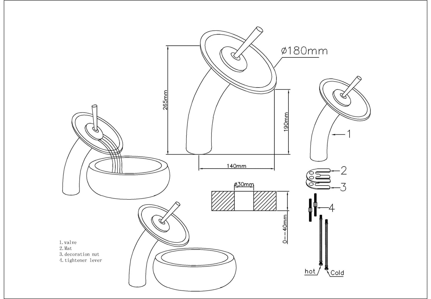 Waterfall® Glass Design Faucet Bronze - |VESIMI Design| Luxury and Rustic bathrooms online