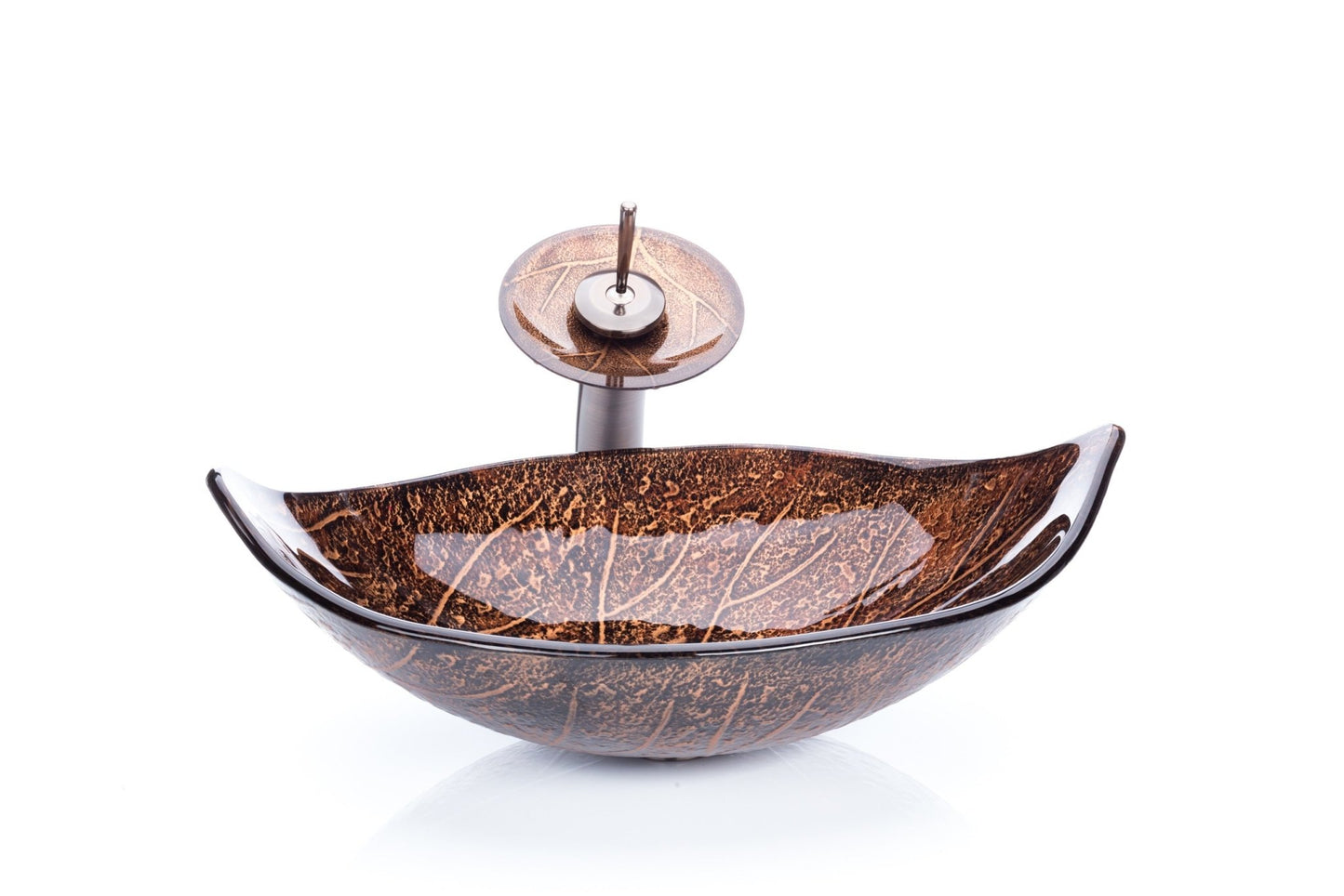 Waterfall® Leaf Brown Bathroom Vessel Sink Combo Faucet Set - |VESIMI Design| Luxury and Rustic bathrooms online