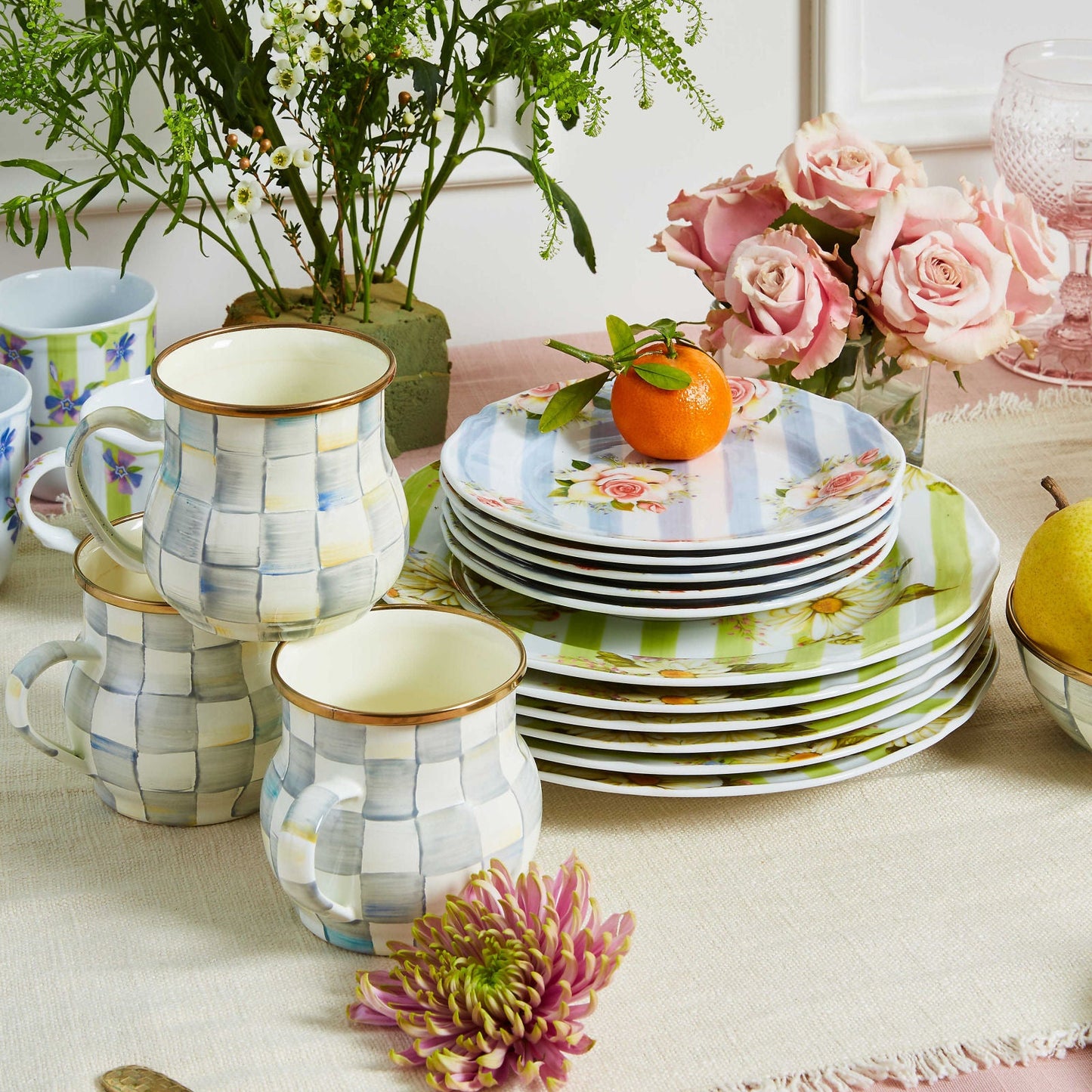 Wildflowers Dessert Plate Blue by Mackenzie-Childs - |VESIMI Design| Luxury and Rustic bathrooms online