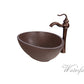 Brown Concrete Bathroom Vessel Sink Combo with Copper Faucet Antique Marble