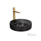 Glass Design Luxury Black Bathroom Crystal Sink Combo with Satin Gold Faucet