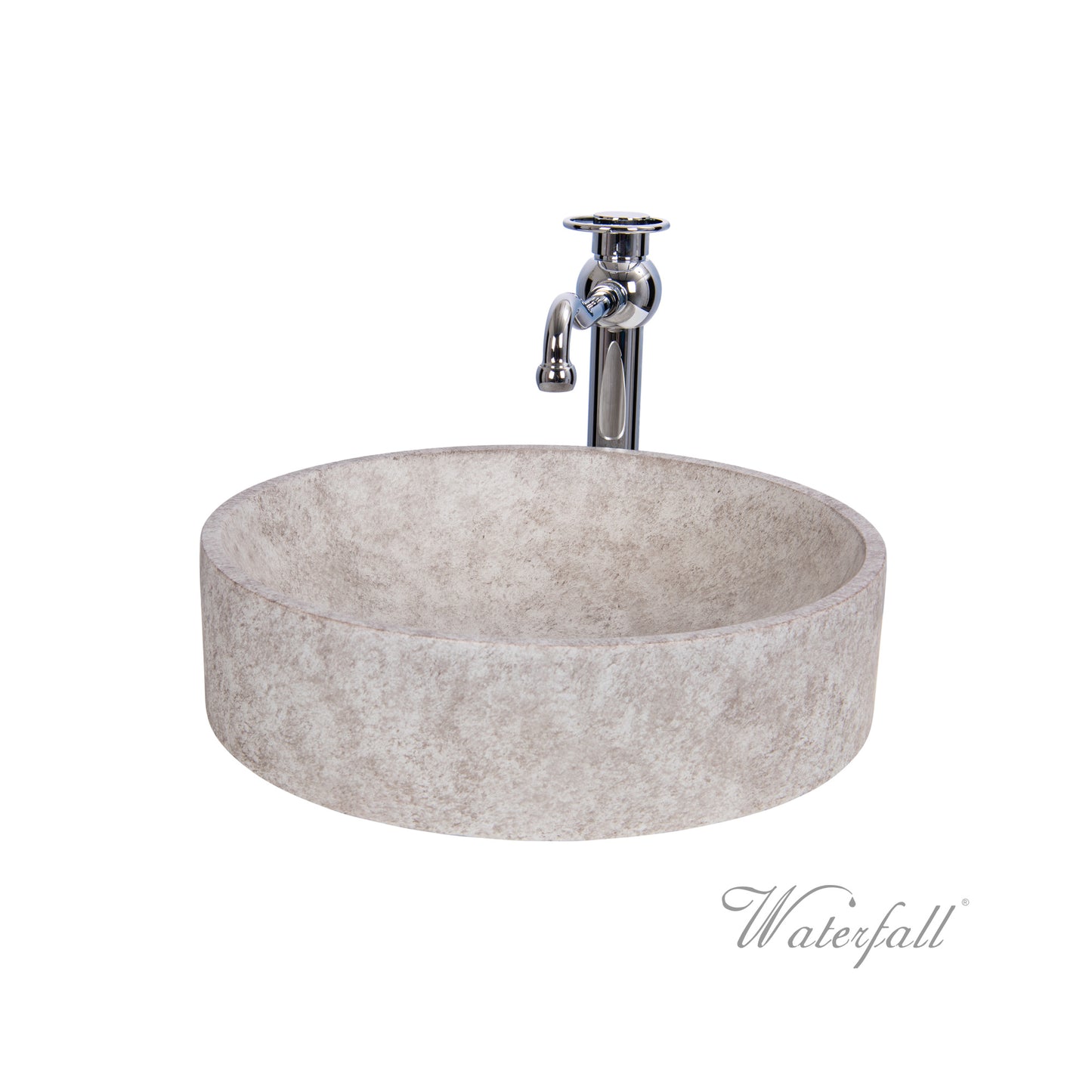 Luxury Skirted Concrete Basin with Sole Chrome Design Faucet