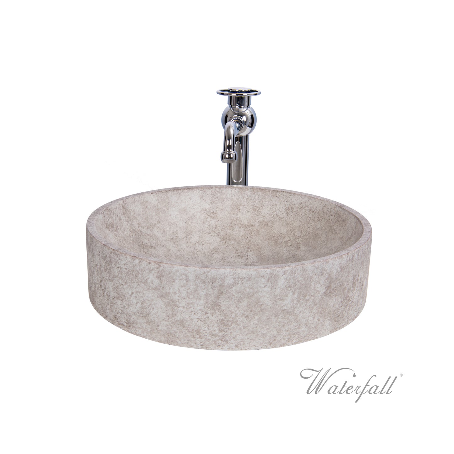 Luxury Skirted Concrete Basin with Sole Chrome Design Faucet