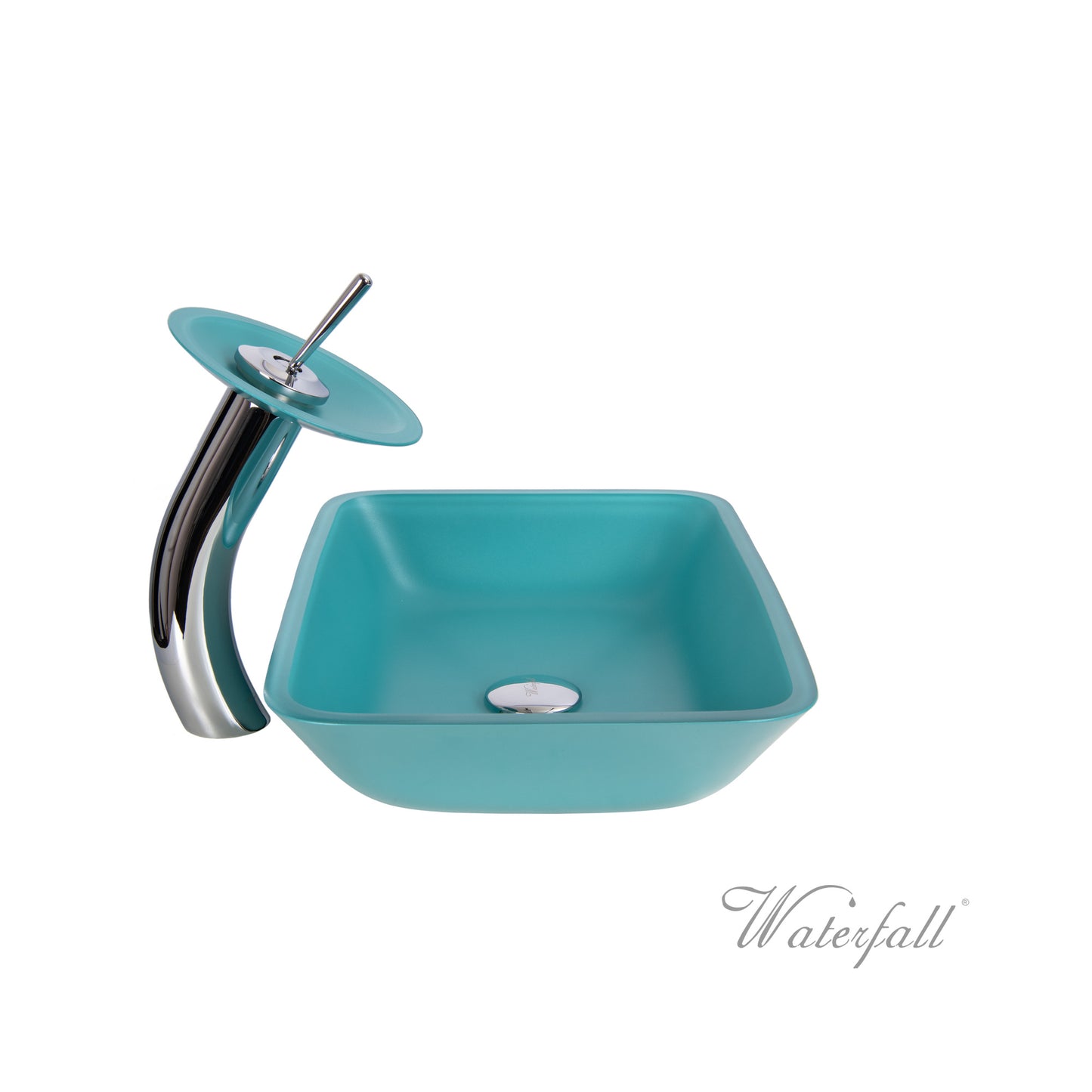 Waterfall® Faucet with Turquoise Blue Basin - Sink Combo Set