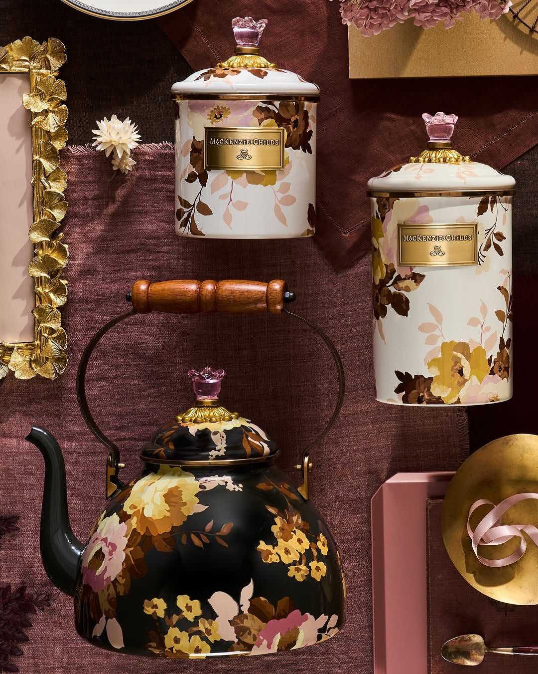 Wild Rose Brown Mug Mackenzie-Childs