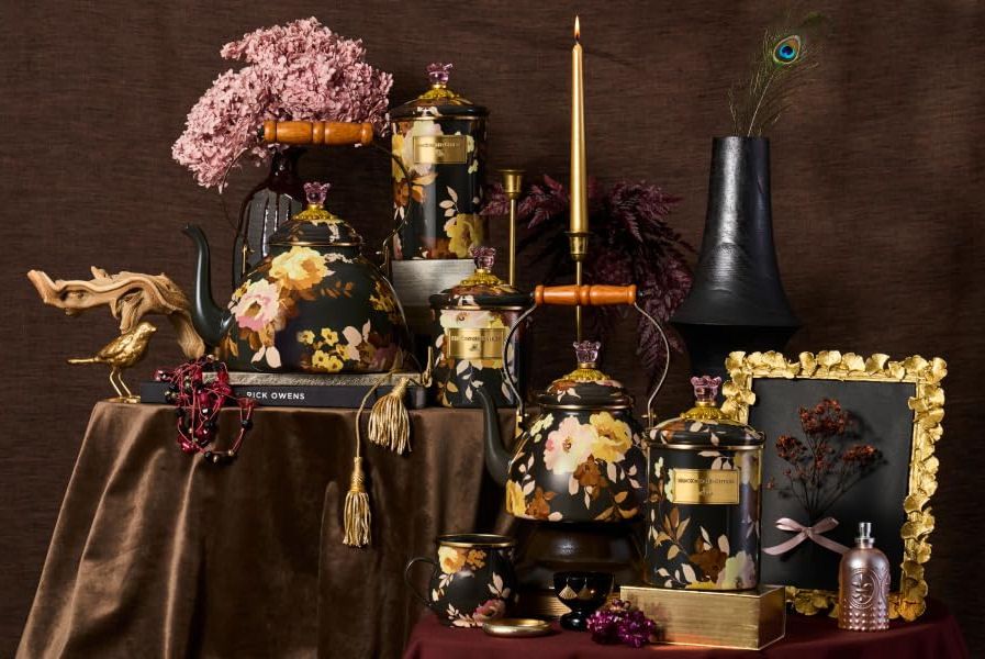 Wild Rose Brown Mini Pedestal Platter by MacKenzie-Childs