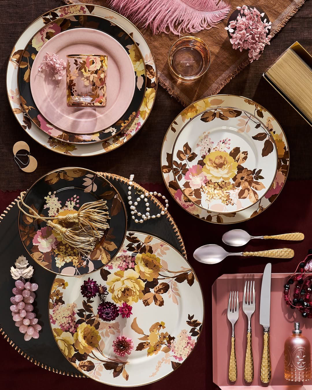 Wild Rose Brown Salad Plate by MacKenzie-Childs