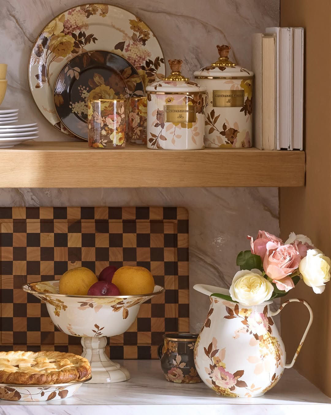 Wild Rose Brown Salad Plate by MacKenzie-Childs