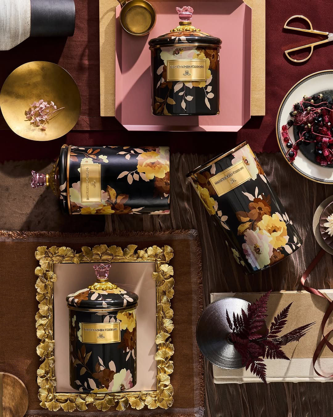 Wild Rose Brown Small Canister