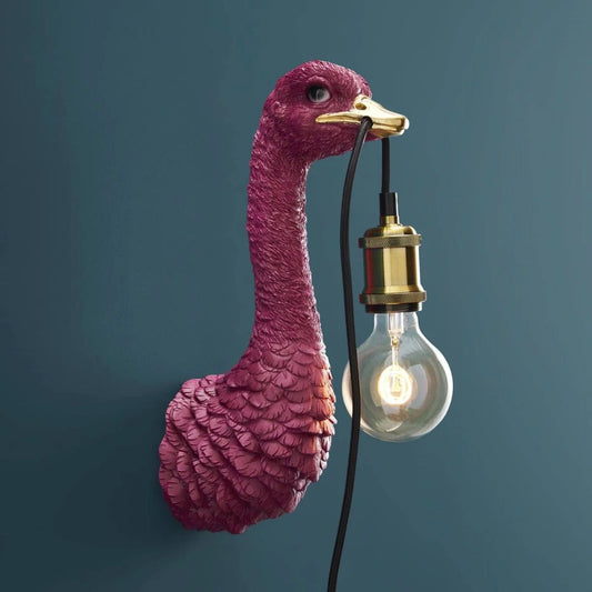 Pink Wall Ostrich Baby Lamp Franz Josef, Gold & Magenta