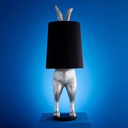 Large Floor Lamp Hiding Rabbit, Silver/Black