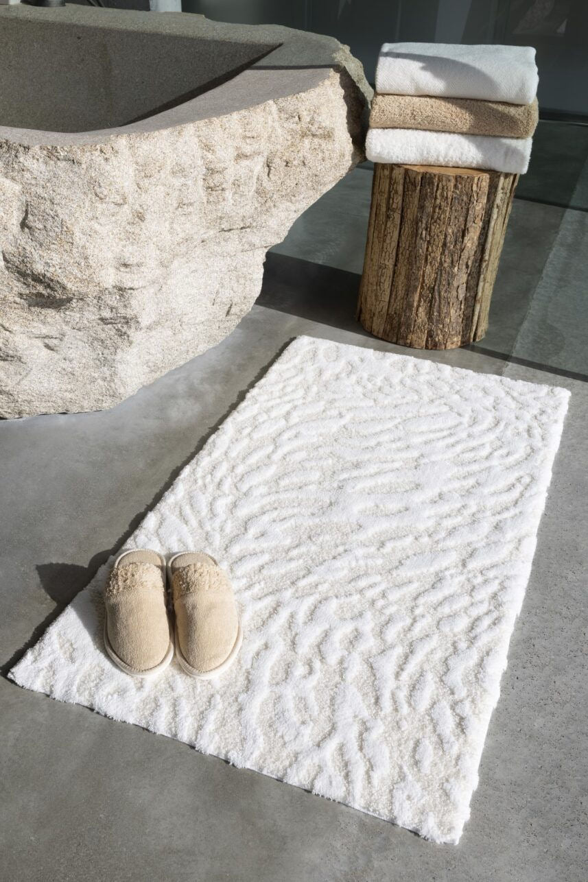 Abyss & Habidecor FLOW Inspired Egyptian Cotton Beige Bathroom Rug - |VESIMI Design| Luxury Bathrooms and Home Decor