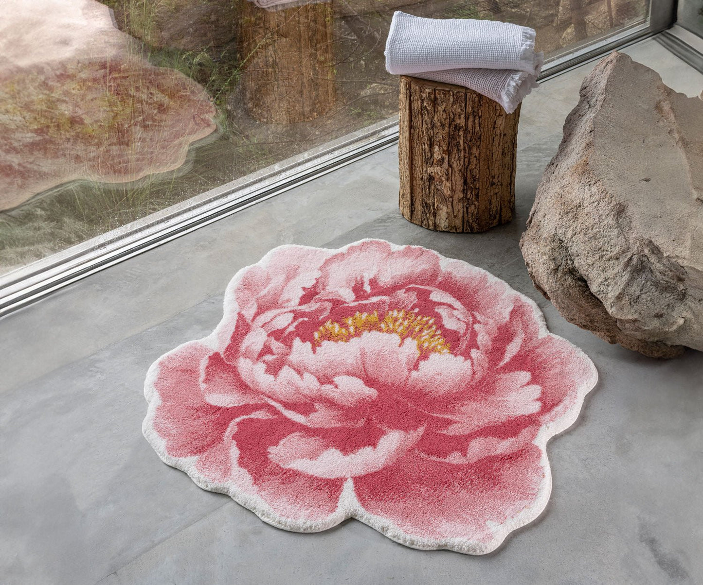 Abyss & Habidecor PIVOINE Pink Egyptian Cotton Bathroom Rug - |VESIMI Design| Luxury Bathrooms and Home Decor