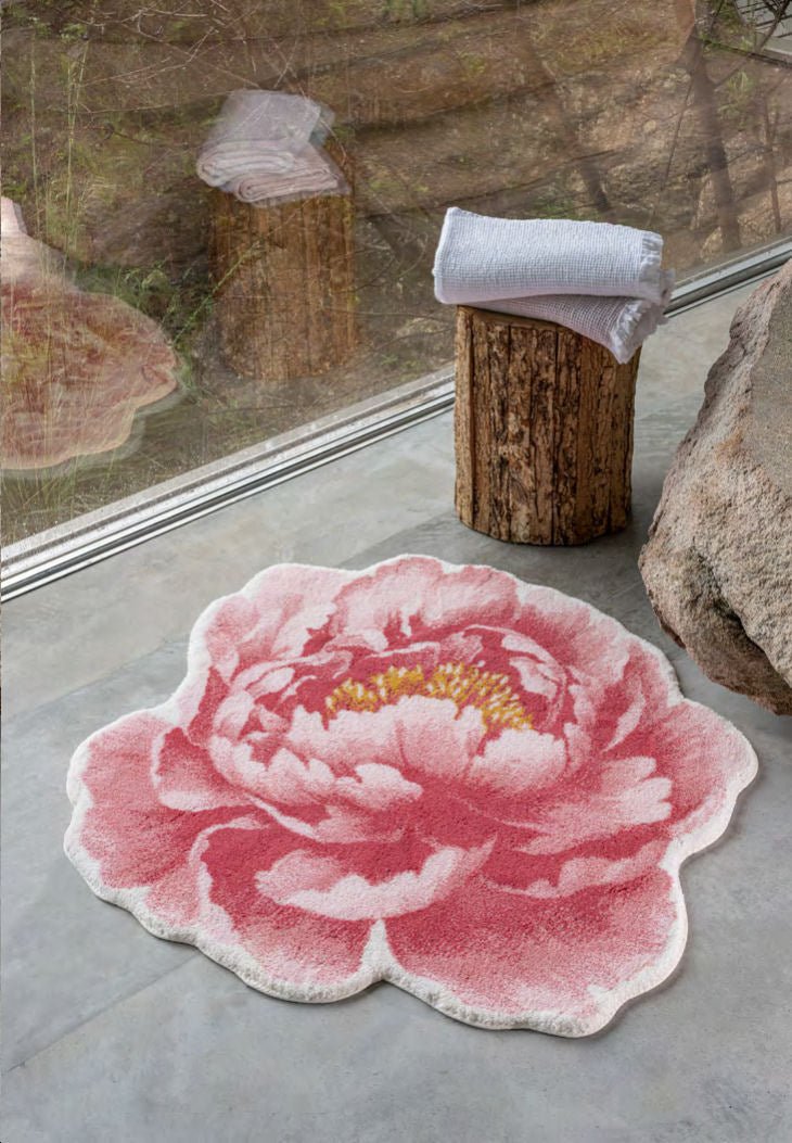 Abyss & Habidecor PIVOINE Pink Egyptian Cotton Bathroom Rug - |VESIMI Design| Luxury Bathrooms and Home Decor