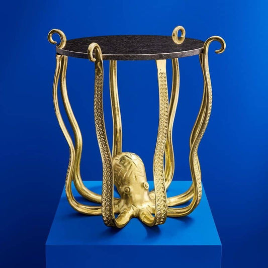 Aluminium / Marble Octopus Side Table, gold - |VESIMI Design| Luxury Bathrooms and Home Decor