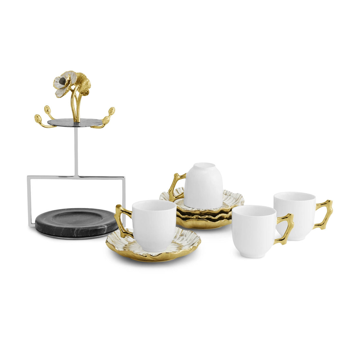 Anemone Demitasse Set - Set with Stand by Michael Aram
