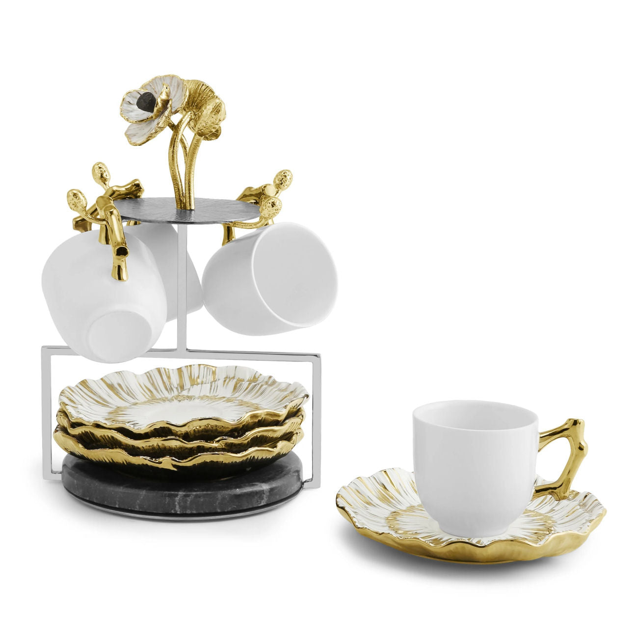 Anemone Demitasse Set - Set with Stand by Michael Aram