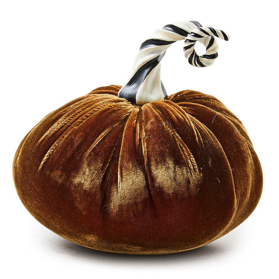 Autumnology Coffee Twisted Stem Velvet Pumpkin by MacKenzie - Childs - |VESIMI Design| Luxury Bathrooms and Home Decor