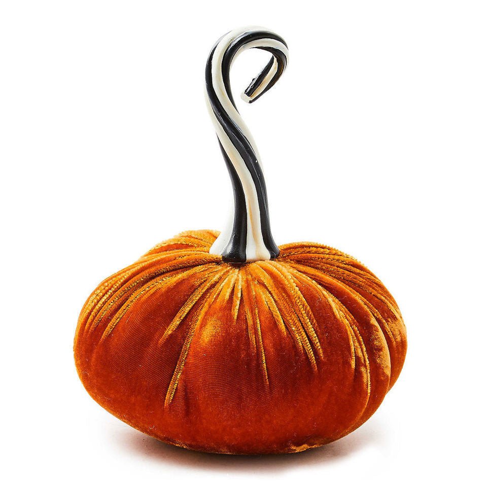 Autumnology Orange Twisted Stem Velvet Pumpkin by MacKenzie - Childs - |VESIMI Design| Luxury Bathrooms and Home Decor