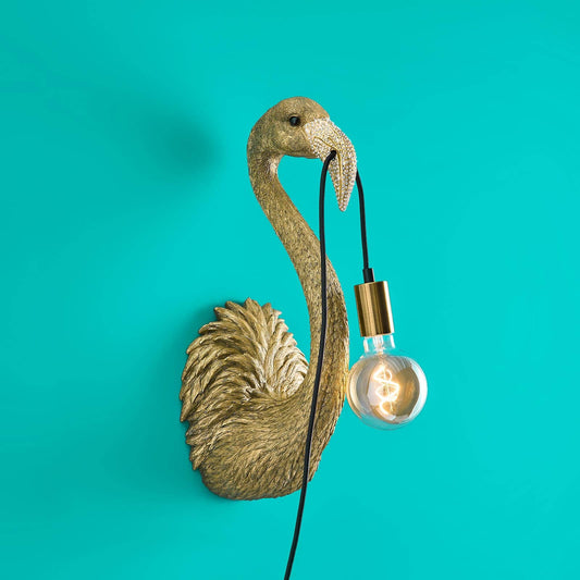 Baby Flamingo Tiffany Wall Lamp, Gold - |VESIMI Design| Luxury Bathrooms and Home Decor