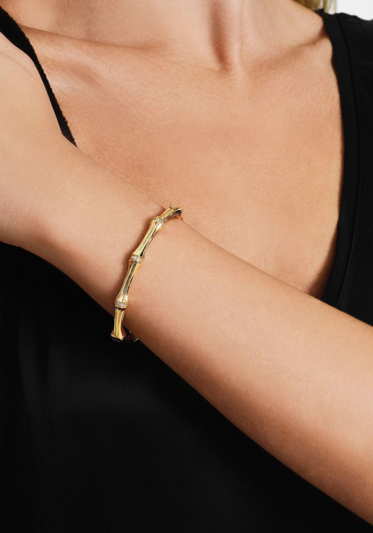 Bamboo Hinged Bangle by Anabel Aram