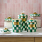 Emerald Check Glass Kitchen Canisters by MacKenzie-Childs - Set of 3