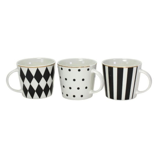 Black and White Coffee or Tea Mugs Favorite, set of 3 - |VESIMI Design| Luxury Bathrooms and Home Decor