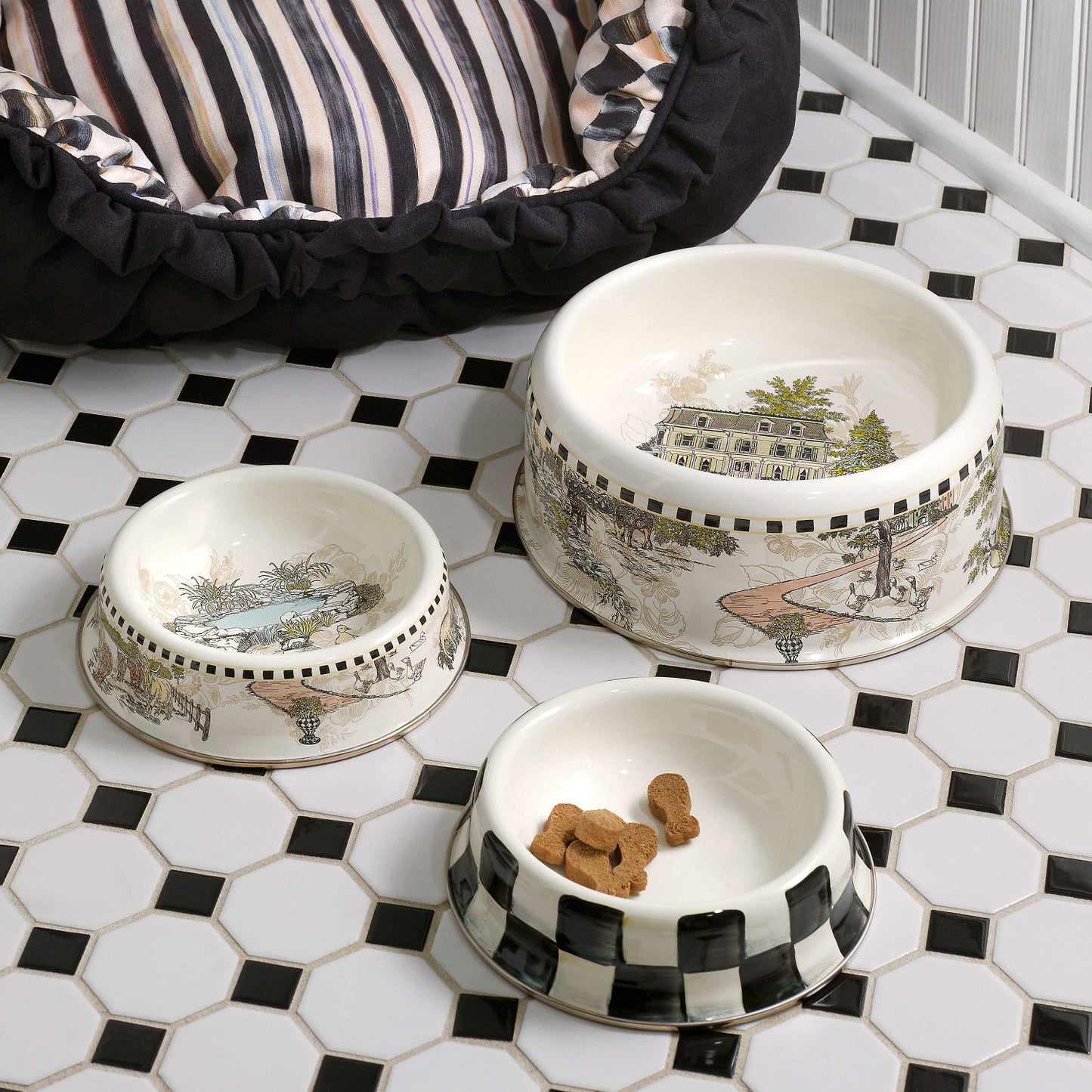 Courtly Check Cat Dish by Mackenzie-Childs
