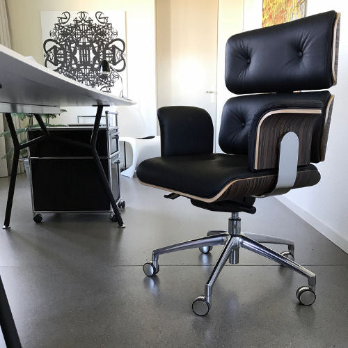 Armadillo Luxury Black Office Armchair / Genuine Italian Leather