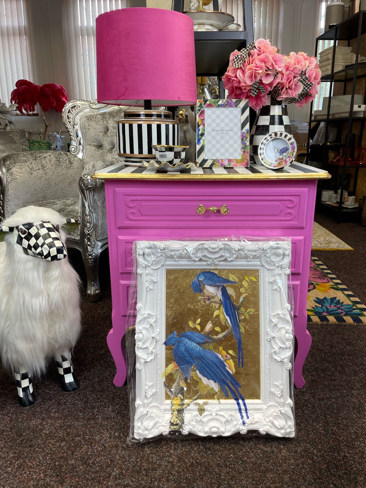 Blue and Gold Leaf Hand - Painting Birds Vogi by Werns - |VESIMI Design|