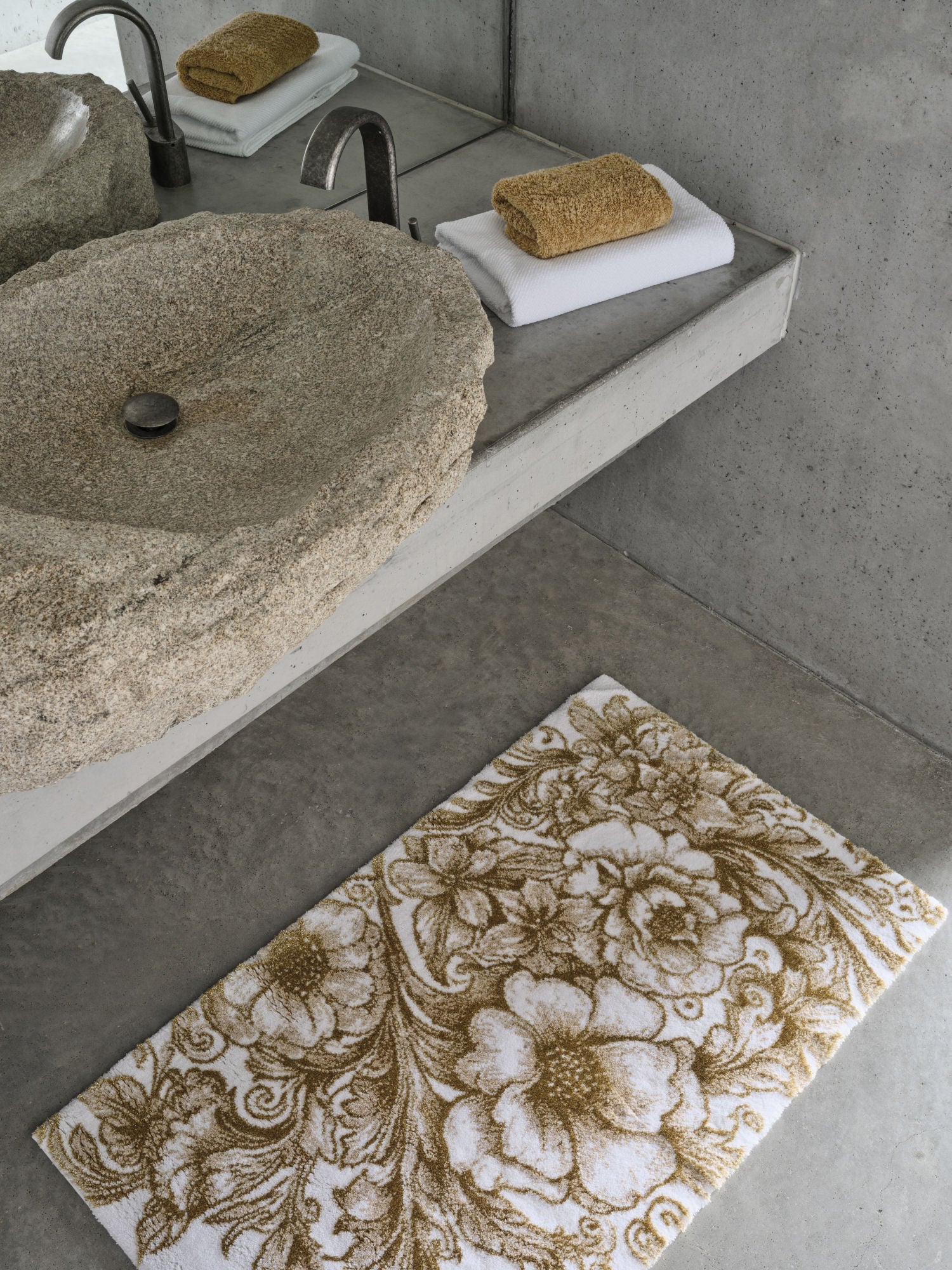 Abyss Stone Rug Luxury Design Egyptian Cotton Bathroom Rugs – |VESIMI Design|