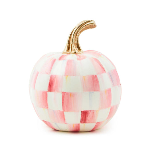 Bubblegum Pink Check Mini Pumpkin - MacKenzie - Childs Halloween decoration - |VESIMI Design| Luxury Bathrooms and Home Decor