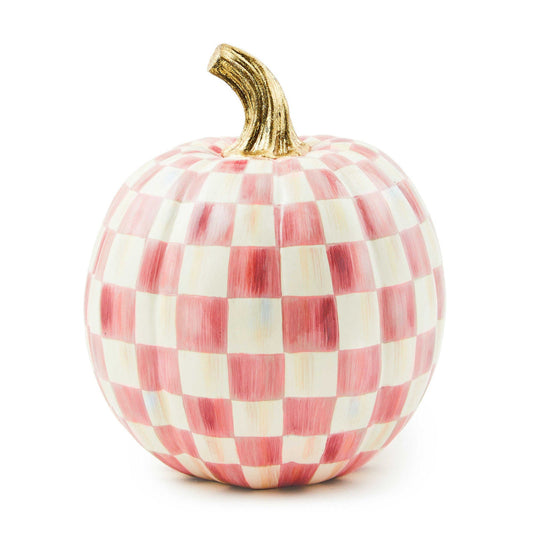 Bubblegum Pink Check Small Pumpkin - MacKenzie - Childs Halloween Decoration - |VESIMI Design| Luxury Bathrooms and Home Decor