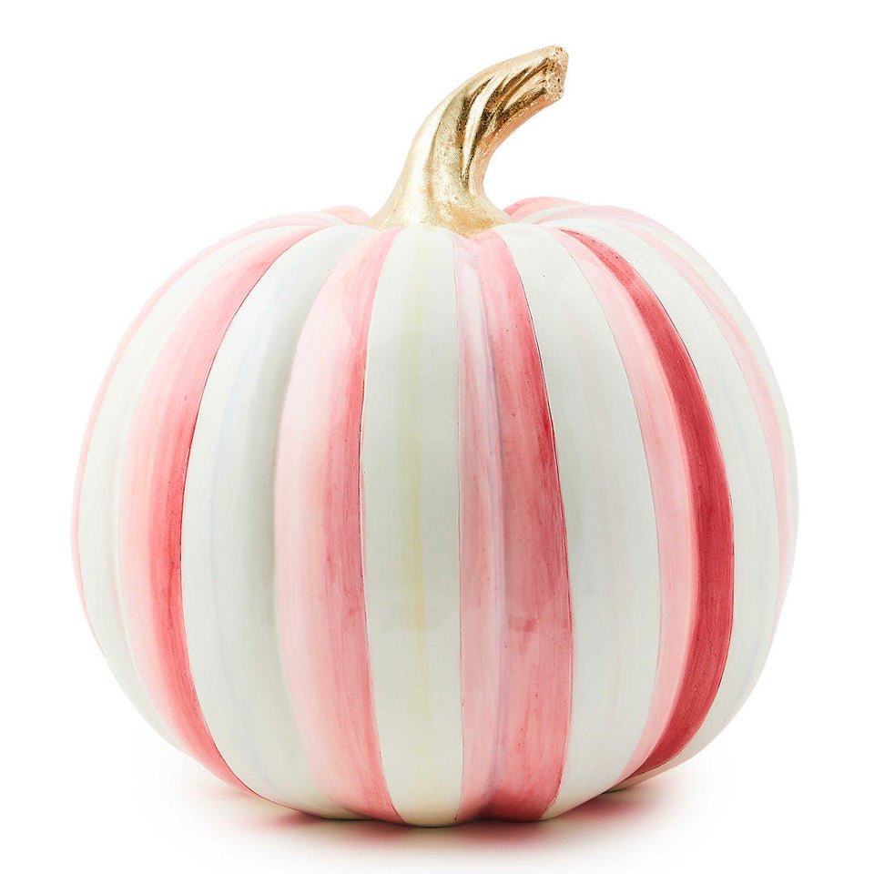 Bubblegum Pink Stripe Medium Pumpkin - MacKenzie - Childs Halloween Decoration - |VESIMI Design| Luxury Bathrooms and Home Decor