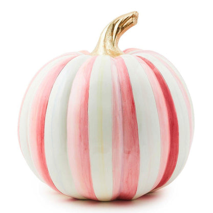 Bubblegum Pink Stripe Medium Pumpkin - MacKenzie - Childs Halloween Decoration - |VESIMI Design| Luxury Bathrooms and Home Decor