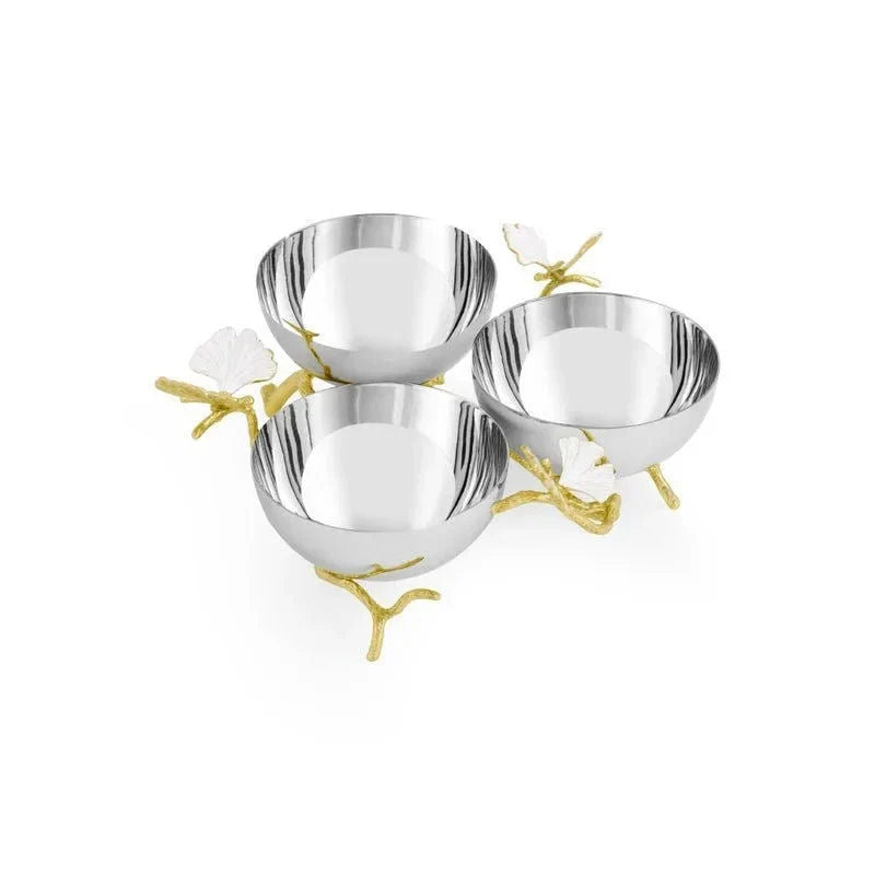 Butterfly Gingko Gold Triple Bowl by Michael Aram