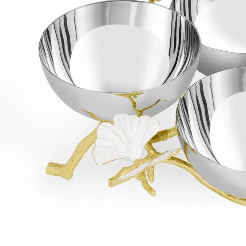 Butterfly Gingko Gold Triple Bowl by Michael Aram